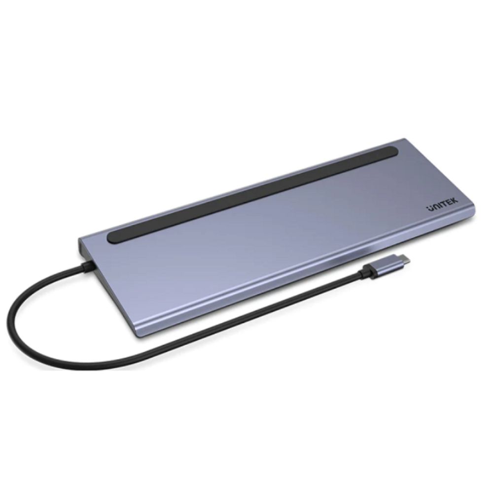 Bộ chuyển đổi Unitek D1022B 11 in 1 USB Type-C sang HDMI 4K@30Hz + VGA + USB-A + CardReader + 3.5mm + LAN + PD 100W
