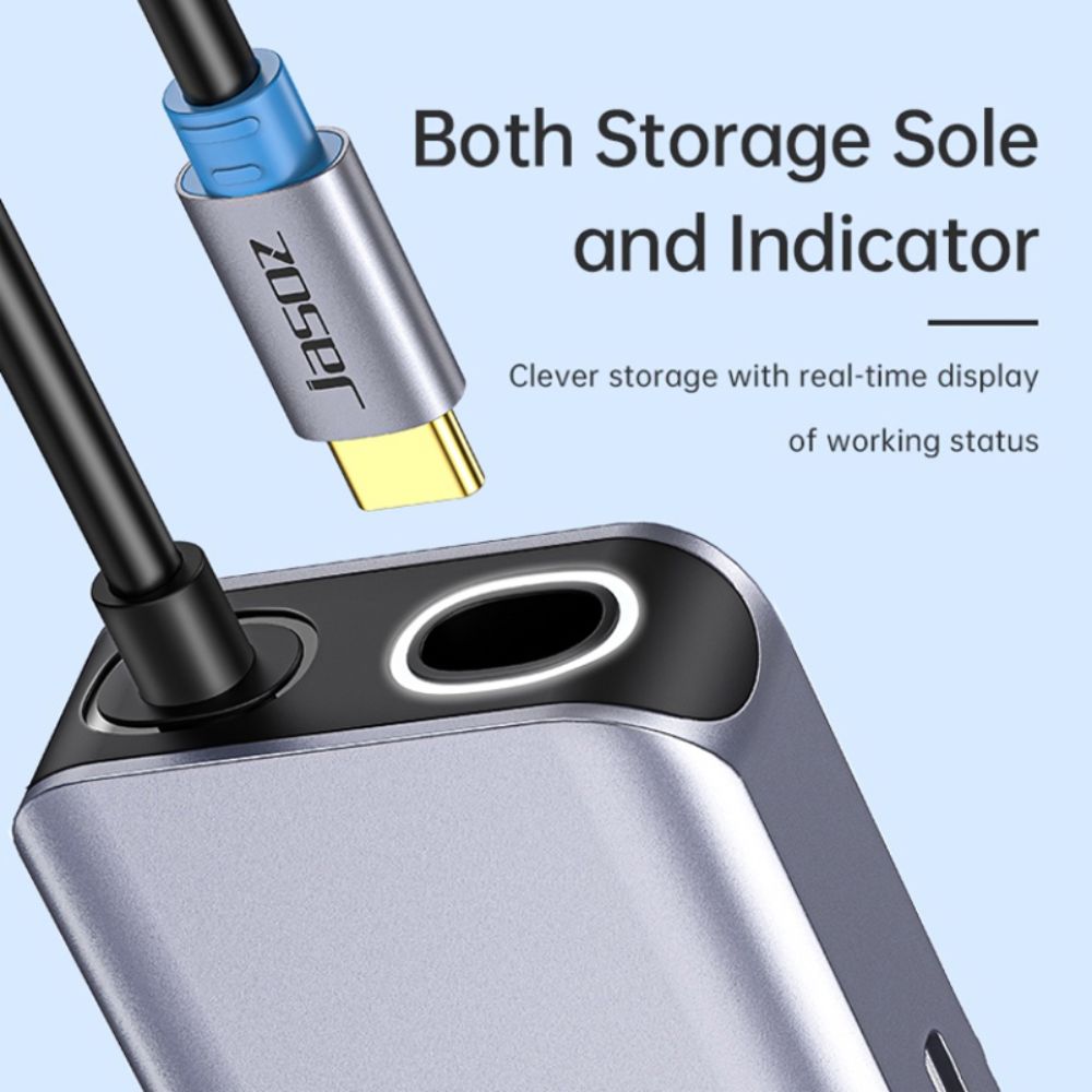 HUB 8 in 1 USB Type C sang HDMI+RJ45 gigabit+3x USB 3.0+PD+SD/TF JASOZ T-H112