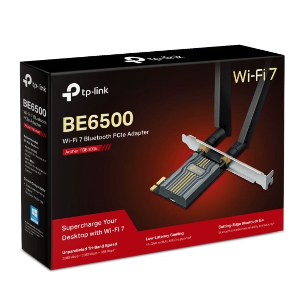 Cạc mạng không dây TP-Link PCI-E Archer TBE400E (Chuẩn BE/ BE6500Mbps/ 2 Ăng-ten ngoài/ Bluetooth)