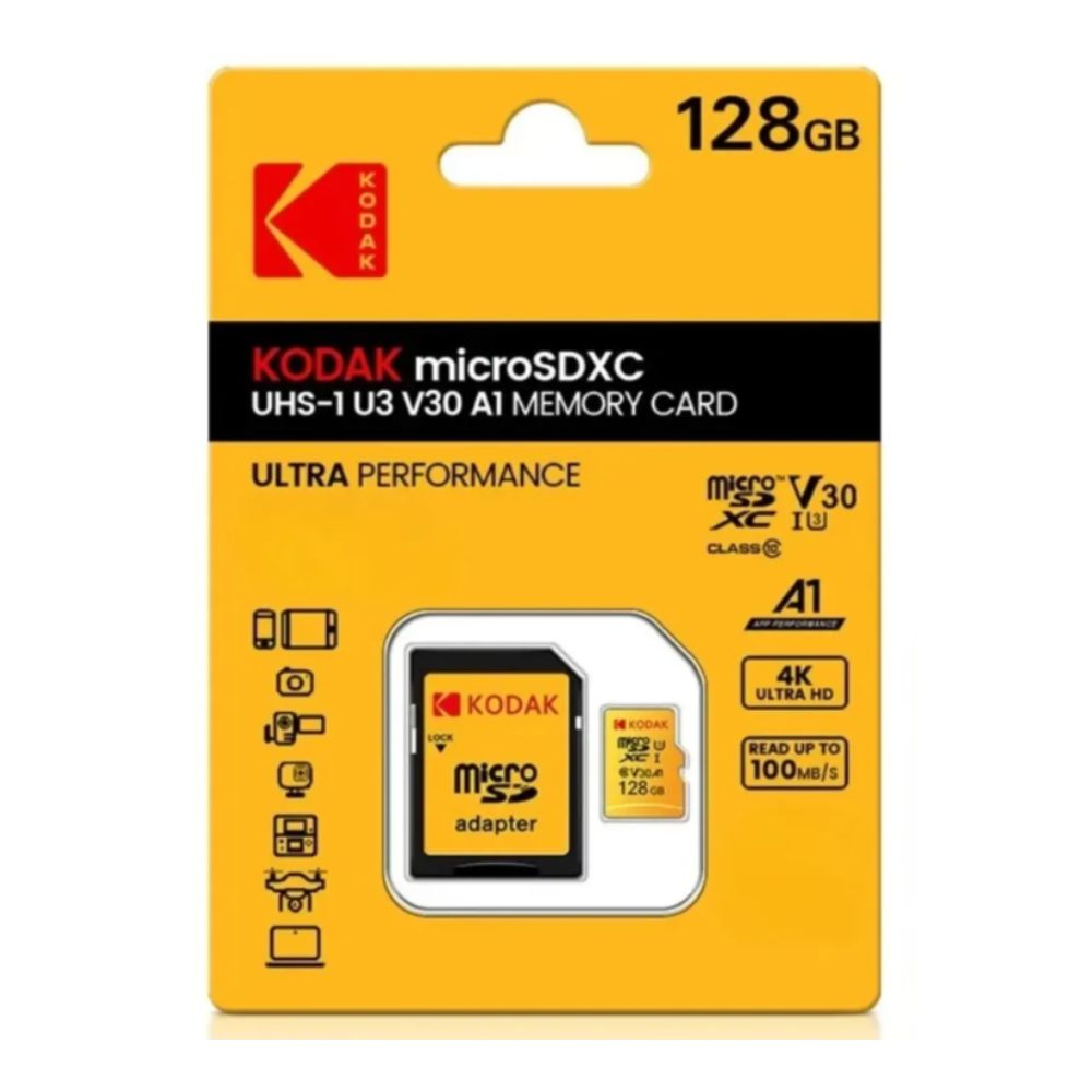 Thẻ nhớ MicroSD Kodak 128GB UHS-I U3/V30/A1 kèm Adapter (R:95MB/s/ W:25MB/s)