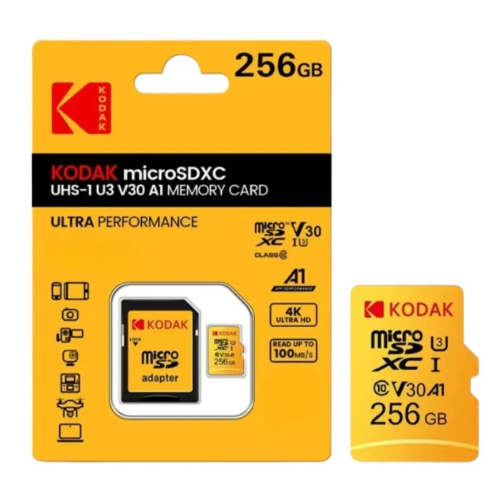 Thẻ nhớ MicroSD Kodak 256GB UHS-I U3/V30/A1 kèm Adapter (R:90MB/s/ W:80MB/s)