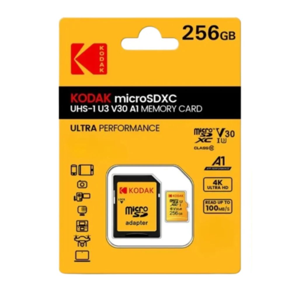 Thẻ nhớ MicroSD Kodak 256GB UHS-I U3/V30/A1 kèm Adapter (R:90MB/s/ W:80MB/s)