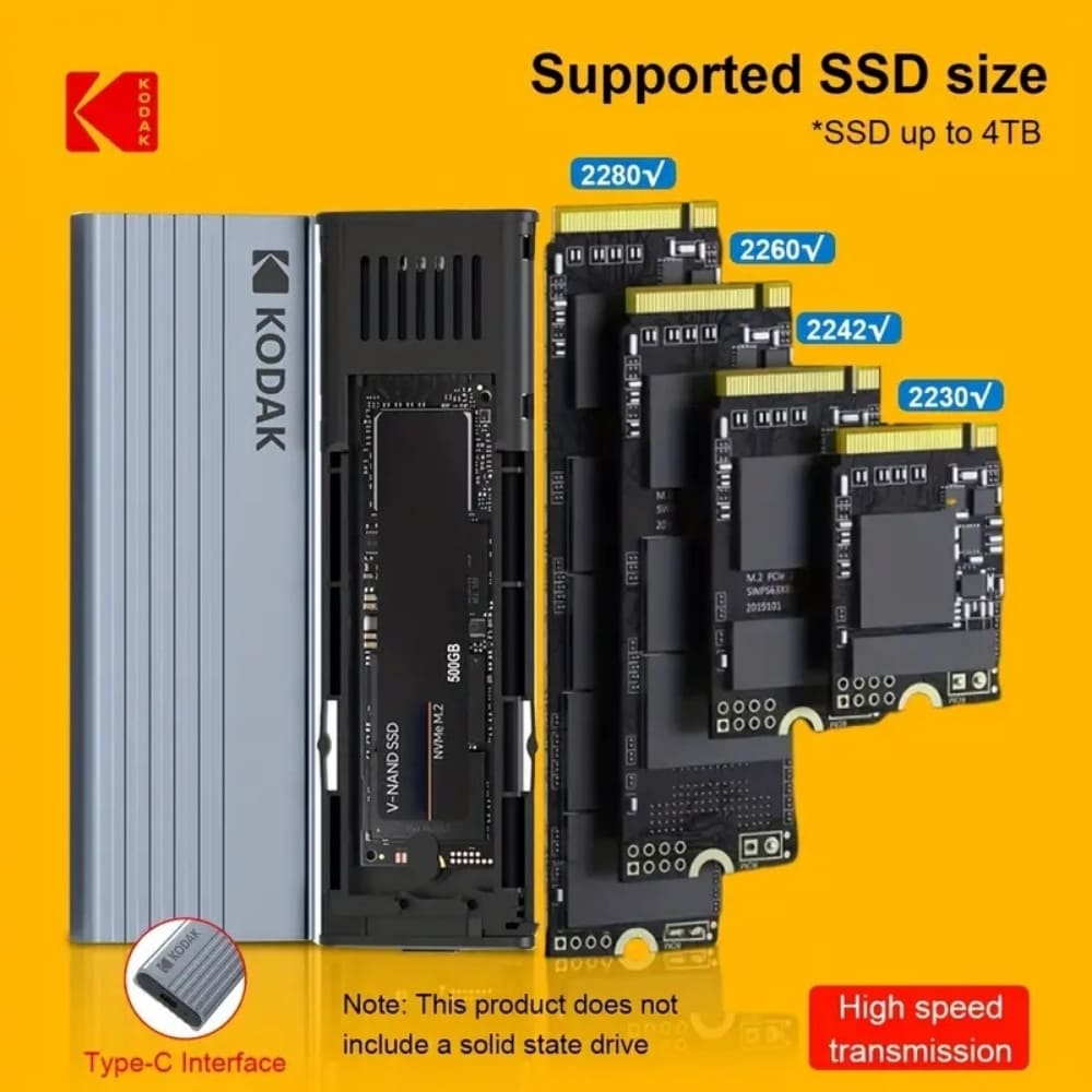 Hộp đựng ổ cứng Kodak M.2 NVMe & SATA SSD Enclosure E020 PRO