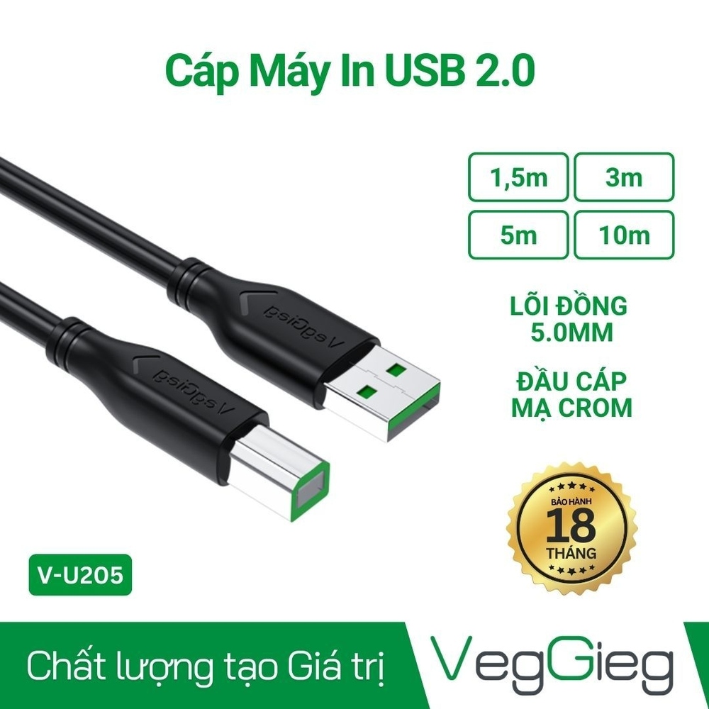 Cáp máy in VegGieg V-U205 1.5M