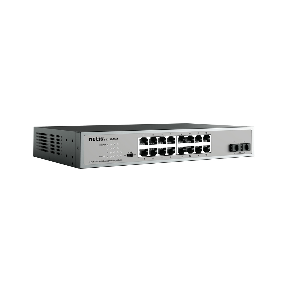 Switch Netis ST3118GS-D (Gigabit 1000Mbps/ 18 Cổng/ 2 SFP/ Vỏ Kim loại)