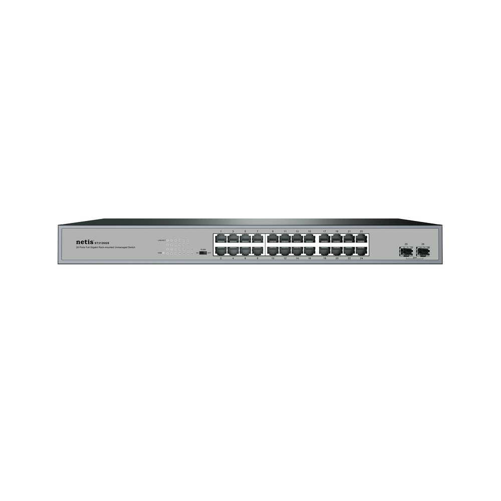 Switch Netis ST3126GS (Gigabit 1000Mbps/ 26 Cổng/ 2 SFP/ Vỏ Kim loại)